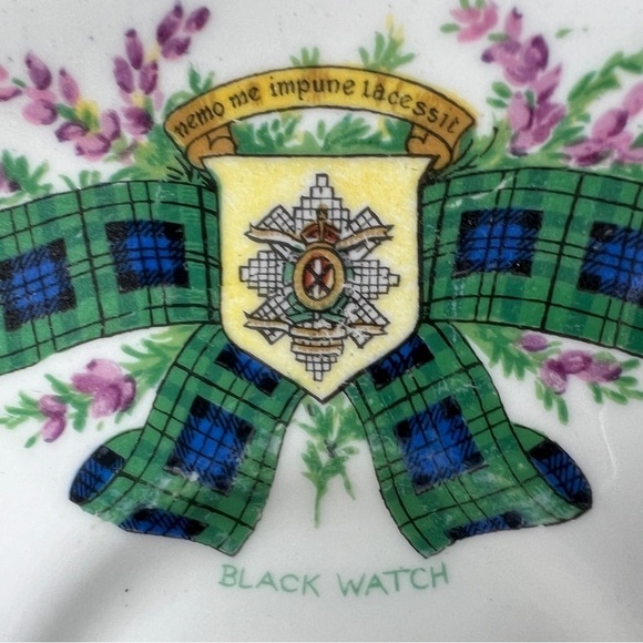 Black Watch Tartan Teacup Saucer 48th Highlanders Saucer Nemo Me Impune Lacessit - Picture 3 of 9